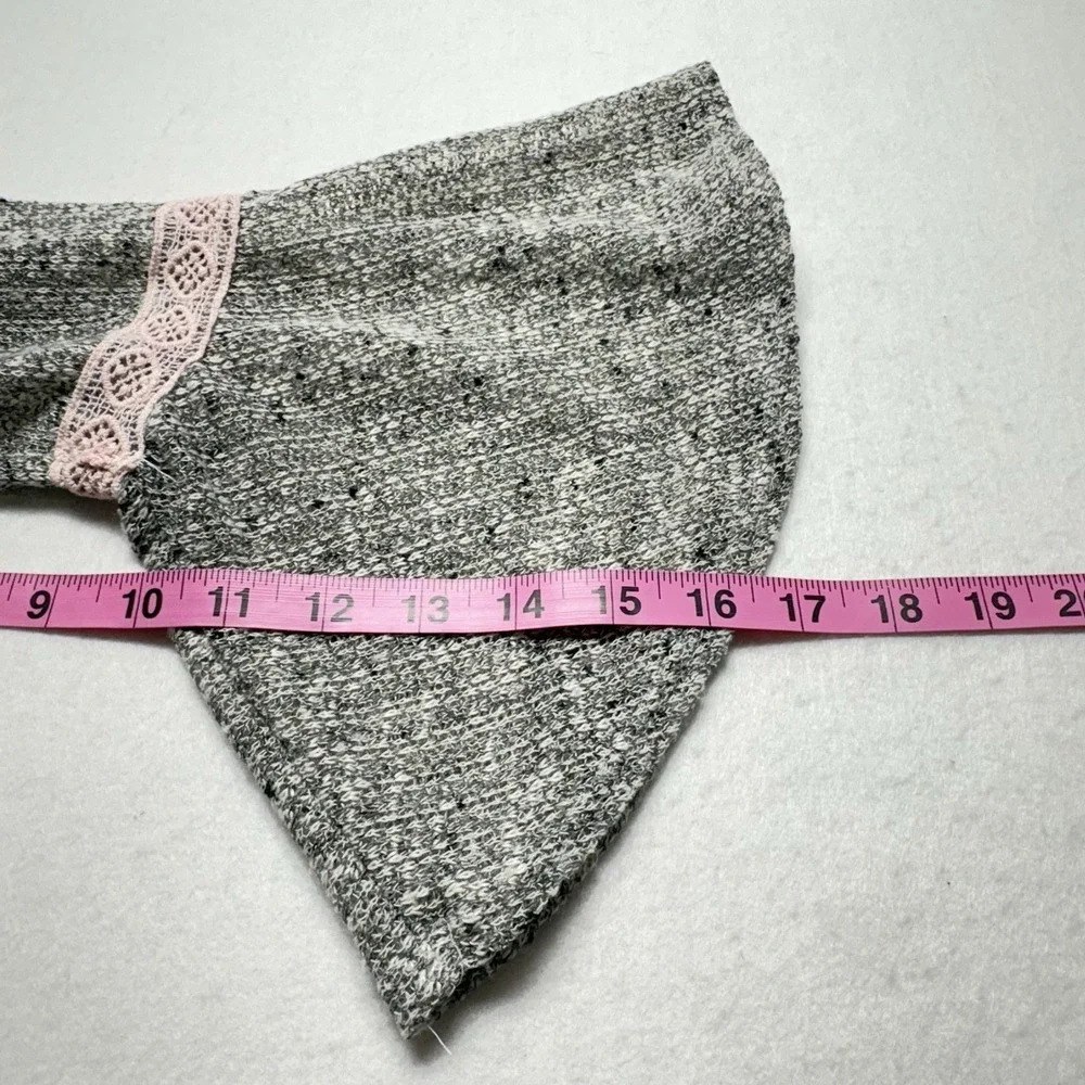 MAUVE Women Pink Lace Bell Sleeves Open Front Sweater‎ Sz M Gray Casual 21-6